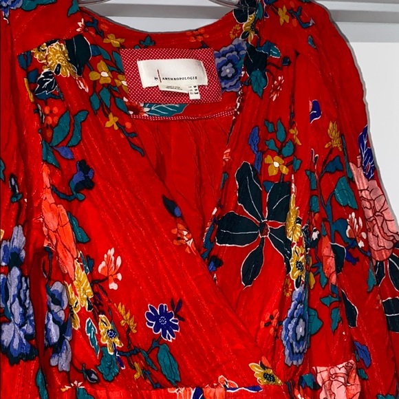 Anthropologie Floral Wrap Dress 2P - Picture 8 of 8